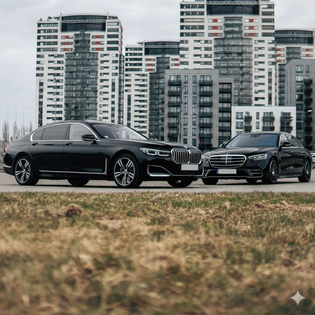 Luxury class vehicles offering premium chauffeur-driven transfers in Latvia