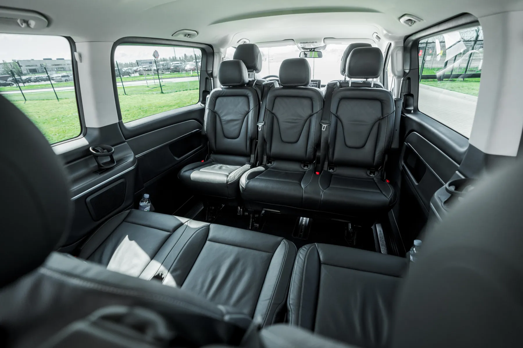 Rear passenger interior of Mercedes-Benz V-Class minivan with spacious seating