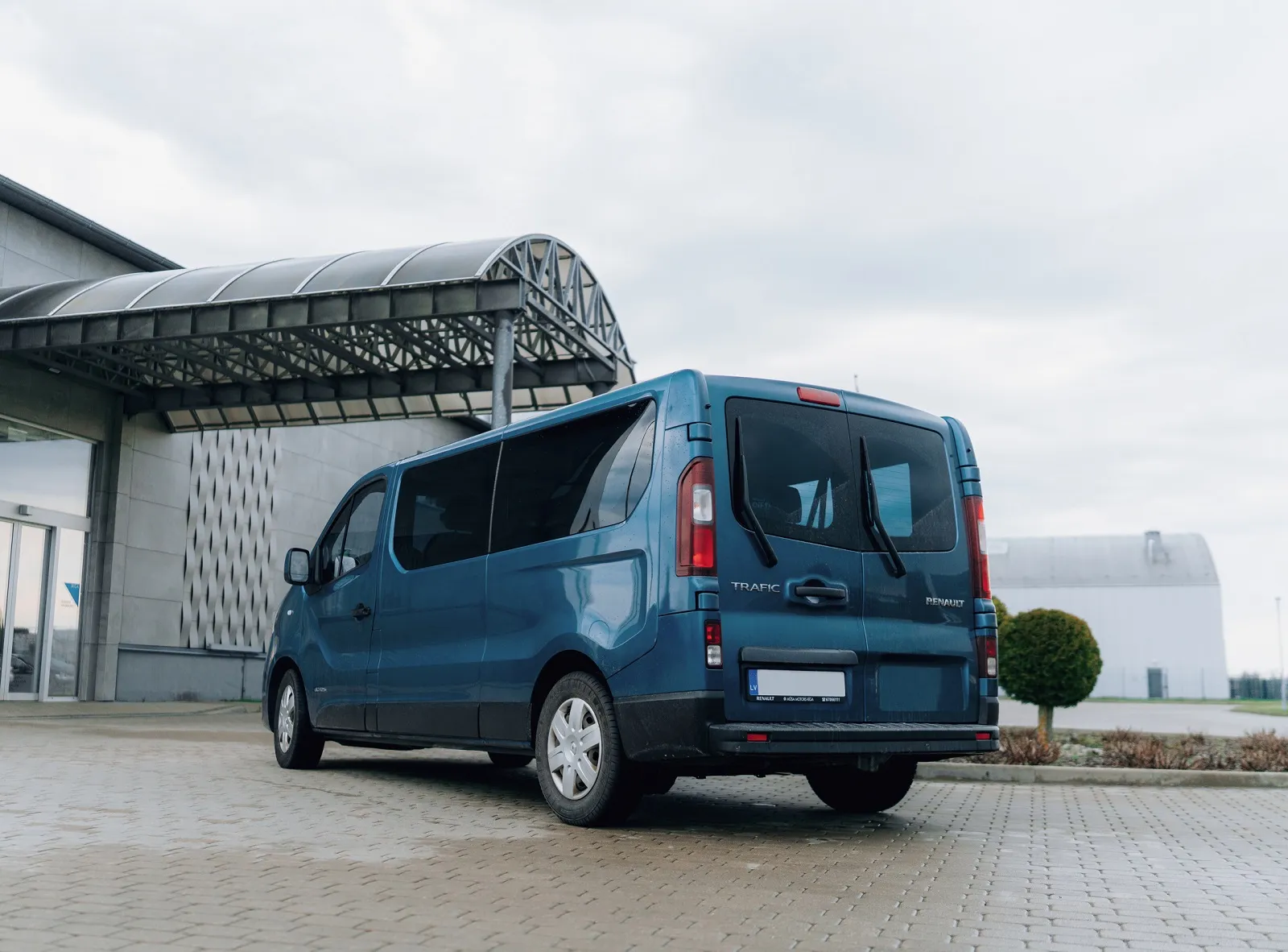 Renault Trafic minivan rear view designed for airport and long-distance transfers